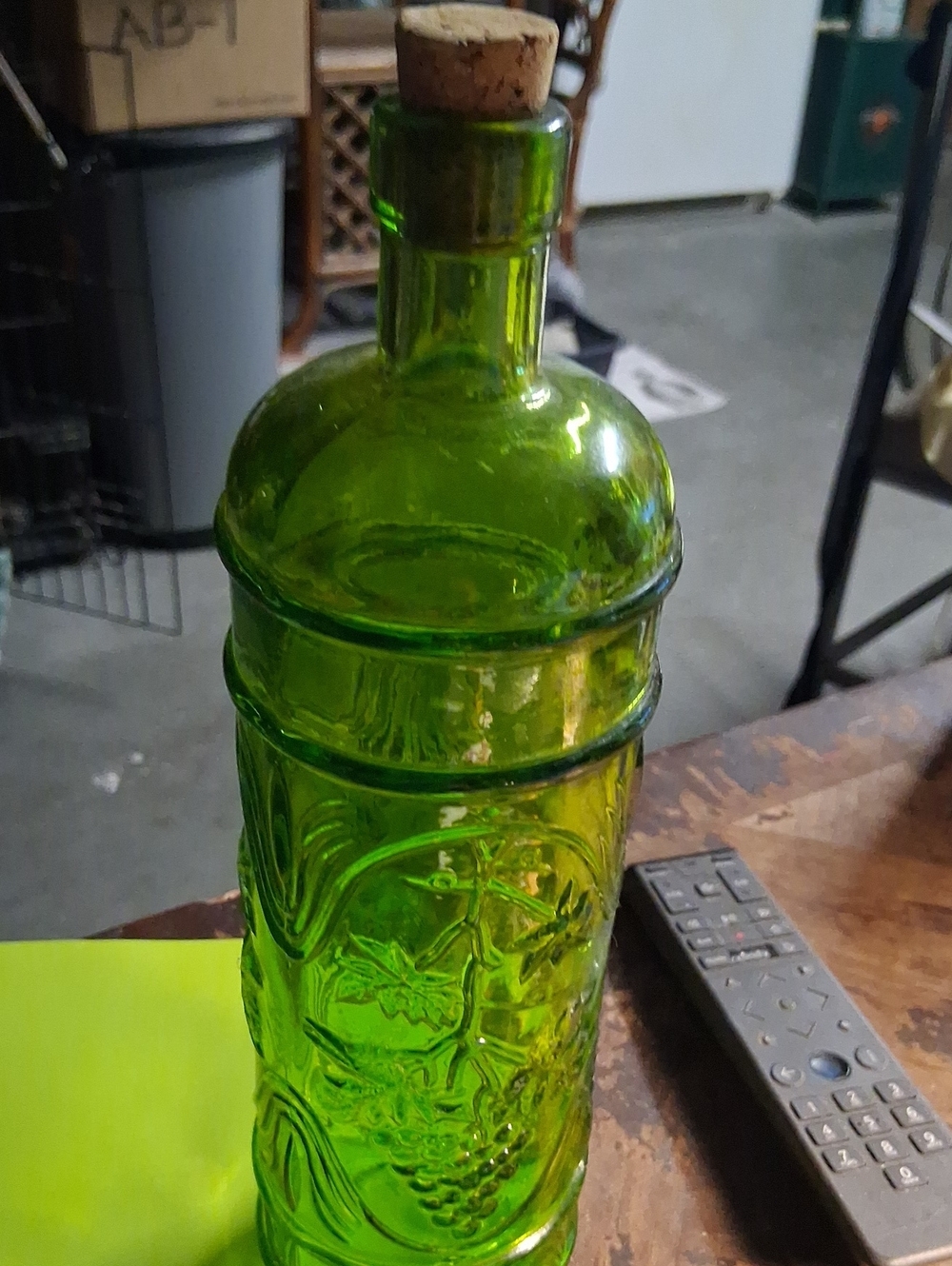 Beautiful 12" Green Bottle with cork ( SKU AB1)